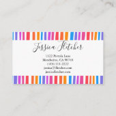 Farbenfrohe Regenbogenstreifen Minimalistisch Eleg Visitenkarte (Rückseite)