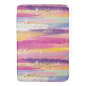 Farbenfrohe Regenbogenstreifen mit Imitaten Gold G Badematte (Vorderseite Vertikal)