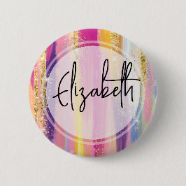 Farbenfrohe Regenbogenstreifen mit Imitaten Gold G Button