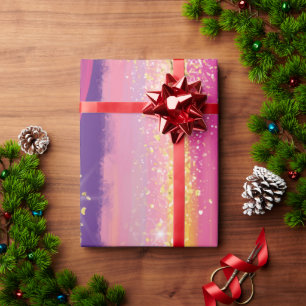 Farbenfrohe Regenbogenstreifen mit Imitaten Gold G Geschenkpapier