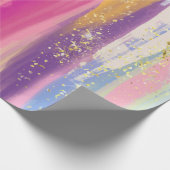Farbenfrohe Regenbogenstreifen mit Imitaten Gold G Geschenkpapier (Ecke)