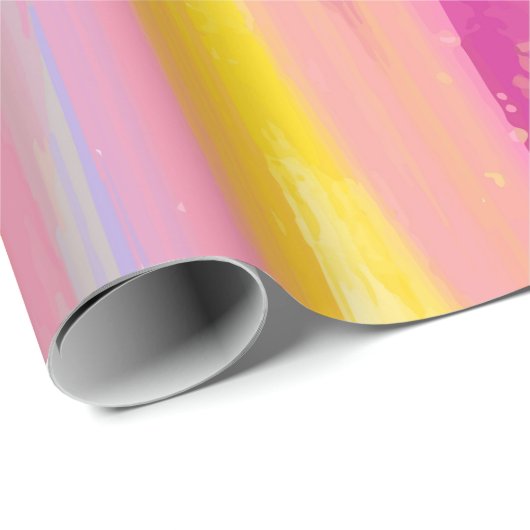 Farbenfrohe Regenbogenstreifen mit Imitaten Gold G Geschenkpapier (Rolleneckpunkt)