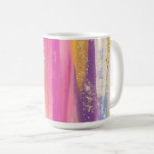 Farbenfrohe Regenbogenstreifen mit Imitaten Gold G Kaffeetasse (VorderseiteRechts)