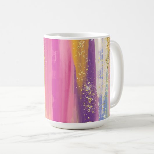 Farbenfrohe Regenbogenstreifen mit Imitaten Gold G Kaffeetasse (VorderseiteRechts)