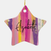 Farbenfrohe Regenbogenstreifen mit Imitaten Gold G Keramik Ornament (Vorne)