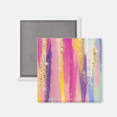 Farbenfrohe Regenbogenstreifen mit Imitaten Gold G Magnet (Vorderseite/Rückseite)