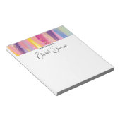 Farbenfrohe Regenbogenstreifen mit Imitaten Gold G Notizblock (angewinkelt)
