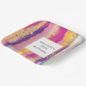 Farbenfrohe Regenbogenstreifen mit Imitaten Gold G Pappteller (Gewinkelt)