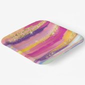 Farbenfrohe Regenbogenstreifen mit Imitaten Gold G Pappteller (Gewinkelt)