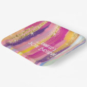 Farbenfrohe Regenbogenstreifen mit Imitaten Gold G Pappteller (Gewinkelt)