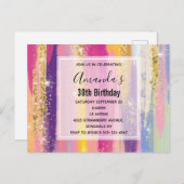 Farbenfrohe Regenbogenstreifen mit Imitaten Gold G Postkarte (Vorne/Hinten)