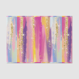 Farbenfrohe Regenbogenstreifen mit Imitaten Gold G Seidenpapier