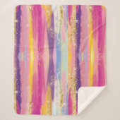 Farbenfrohe Regenbogenstreifen mit Imitaten Gold G Sherpadecke (Vorderseite)