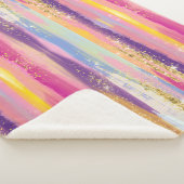 Farbenfrohe Regenbogenstreifen mit Imitaten Gold G Sherpadecke (3/4)