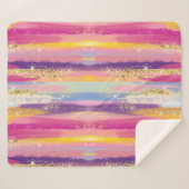 Farbenfrohe Regenbogenstreifen mit Imitaten Gold G Sherpadecke (Vorderseite (Horizontal))