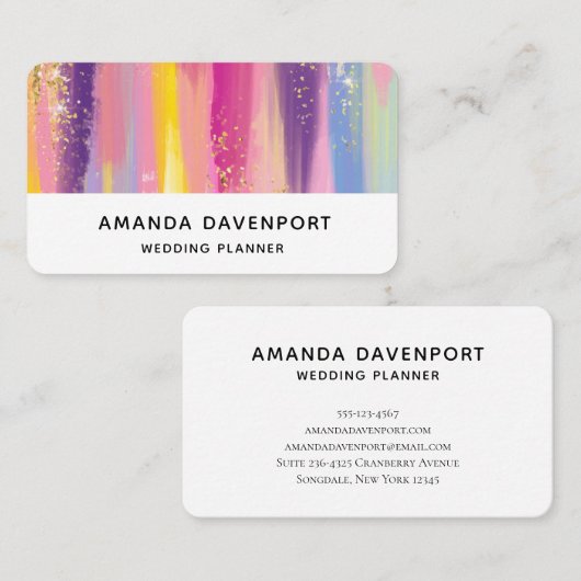 Farbenfrohe Regenbogenstreifen mit Imitaten Gold G Visitenkarte (Vorne/Hinten)