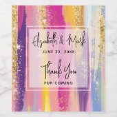 Farbenfrohe Regenbogenstreifen mit Imitaten Gold G Weinetikett (Einzelnes Label)