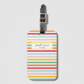 farbenfrohe Regenbogenstreifen Spaß Schule Uni Gepäckanhänger (Vorderseite Vertikal)