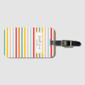 farbenfrohe Regenbogenstreifen Spaß Schule Uni Gepäckanhänger (Vorderseite (Horizontal))