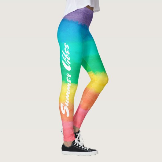 Farbenfrohe Regenbogenstreifen Summer Vibes Leggings (Rechts)