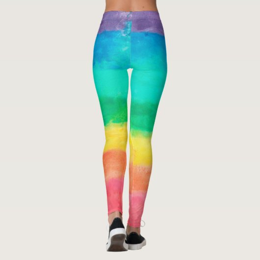Farbenfrohe Regenbogenstreifen Summer Vibes Leggings (Rückseite)