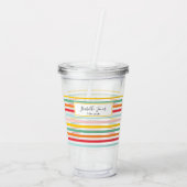 farbenfrohe Regenbogenstreifen Uni Acryltrinkbecher (Rückseite)
