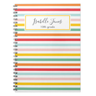 farbenfrohe Regenbogenstreifen Uni Notizblock