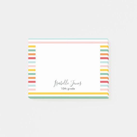 farbenfrohe Regenbogenstreifen Uni Post-it Klebezettel (Vorderseite)