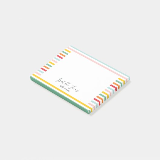 farbenfrohe Regenbogenstreifen Uni Post-it Klebezettel (angewinkelt)