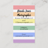 Farbenfrohe Regenbogenstreifen Vorlage für Fotogra Visitenkarte (Rückseite)