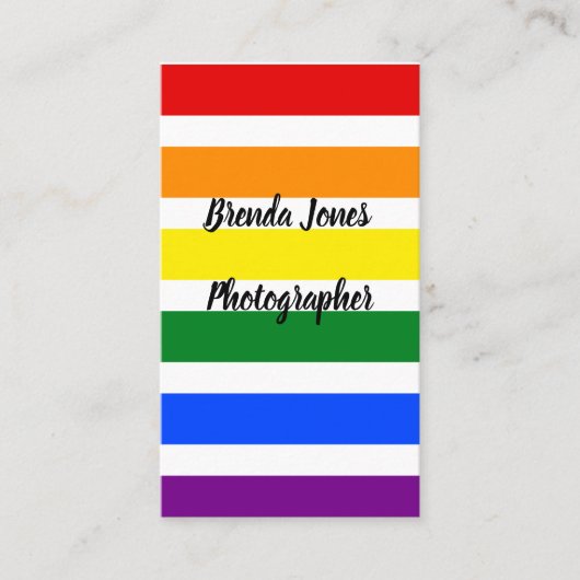 Farbenfrohe Regenbogenstreifen Vorlage für Fotogra Visitenkarte (Vorderseite)