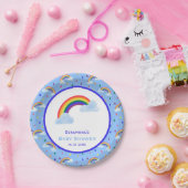 Farbenfrohe Regenbogenuppe Clouds Kinderdusche Pappteller (Party)