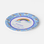 Farbenfrohe Regenbogenuppe Clouds Kinderdusche Pappteller (Schrägansicht)
