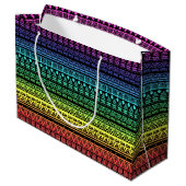 Farbenfrohe Regenbogenverzierung Große Geschenktüte (Rückseite Schrägansicht)