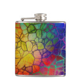 Farbenfrohe Regenbogenwebseite Flachmann (Vorderseite)