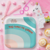 Farbenfrohe Regenbogenwelle Abstrakte Babydusche Pappteller (Party)