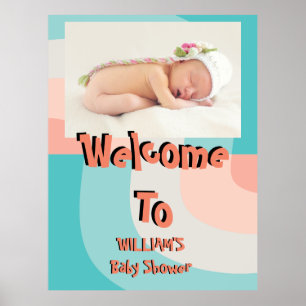 Farbenfrohe Regenbogenwelle Abstrakte Babydusche Poster