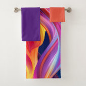 Farbenfrohe Regenbogenwellen Badhandtuch Set (Insitu)