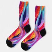 Farbenfrohe Regenbogenwellen Socken (Linkes Detail)