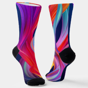 Farbenfrohe Regenbogenwellen Socken