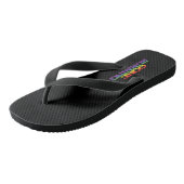 Farbenfrohe Regenbogenwirkung, die Text ausführt Badesandalen (Schrägansicht)