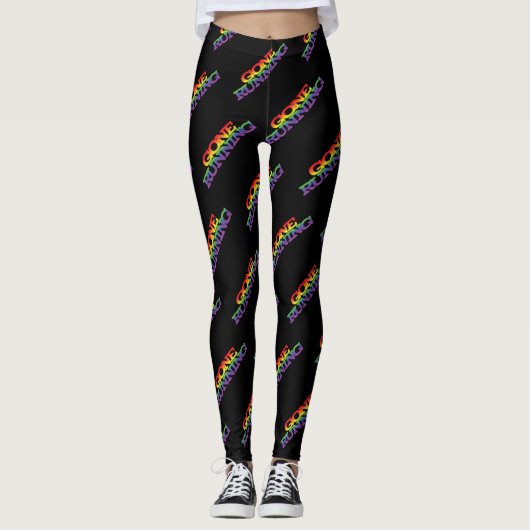 Farbenfrohe Regenbogenwirkung Gone mit Textmuster Leggings (Vorderseite)