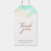 Farbenfrohe Regenbogenwolken Kinderdusche Danke Geschenkanhänger (Rückseite)