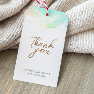 Farbenfrohe Regenbogenwolken Kinderdusche Danke Geschenkanhänger