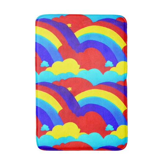 Farbenfrohe Regenbogenwolken Kindermuster Badematte (Vorderseite Vertikal)