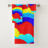Farbenfrohe Regenbogenwolken Kindermuster Badhandtuch Set (Insitu)
