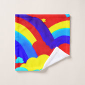 Farbenfrohe Regenbogenwolken Kindermuster Badhandtuch Set (Waschlappen)