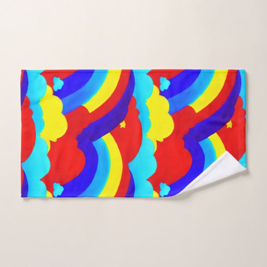 Farbenfrohe Regenbogenwolken Kindermuster Badhandtuch Set (Handtuch)