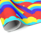 Farbenfrohe Regenbogenwolken Kindermuster Geschenkpapier (Rolleneckpunkt)