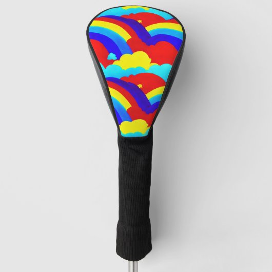 Farbenfrohe Regenbogenwolken Kindermuster Golf Headcover (Vorderseite)